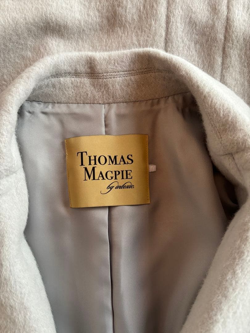 トーマスマグパイアンゴラコート ロングコート ライトグレー