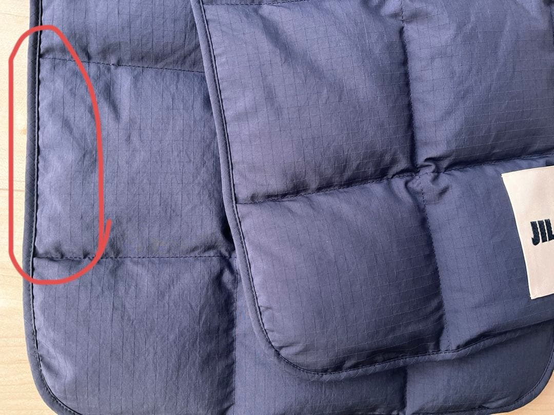 JIL SANDER+ ネイビー キルティングダウンマフラー