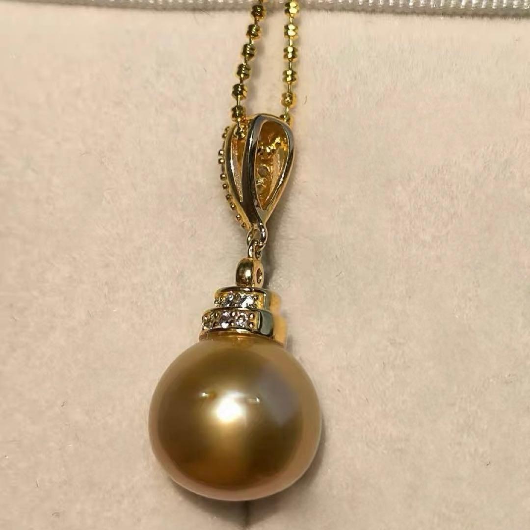 天然色 濃金色 南洋ゴールデンパール ペンダント 11.6mm海水真珠
