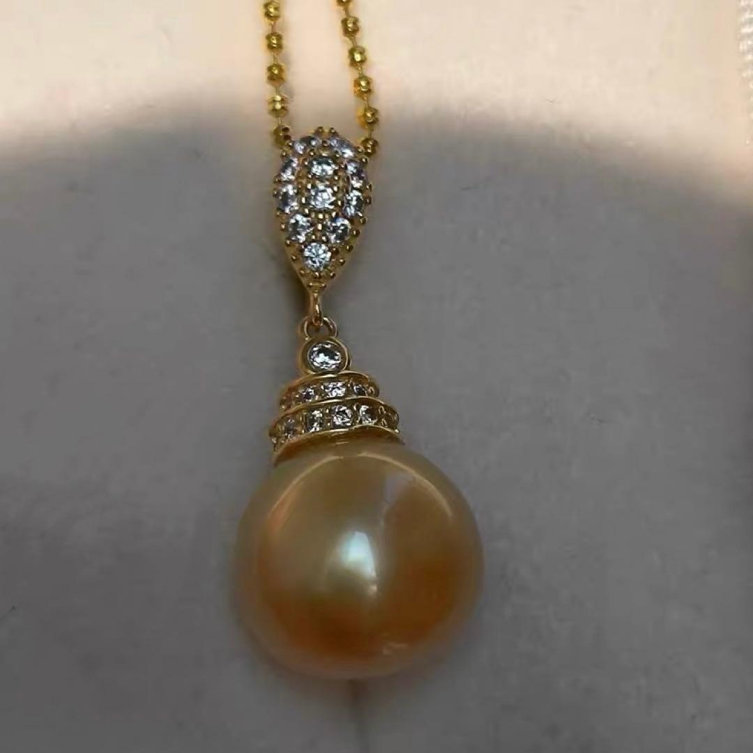 天然色 濃金色 南洋ゴールデンパール ペンダント 11.6mm海水真珠