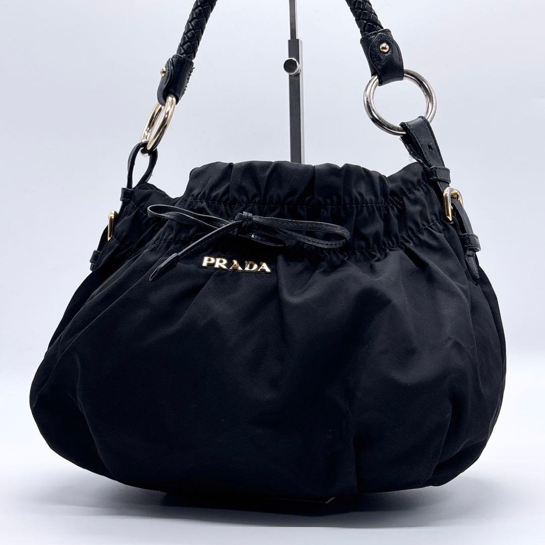 PRADA プラダ ロゴ ナイロン ショルダーバッグ ブラック WS12713
