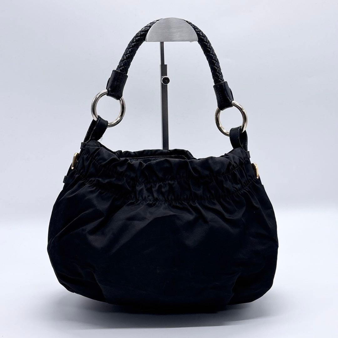 PRADA プラダ ロゴ ナイロン ショルダーバッグ ブラック WS12713