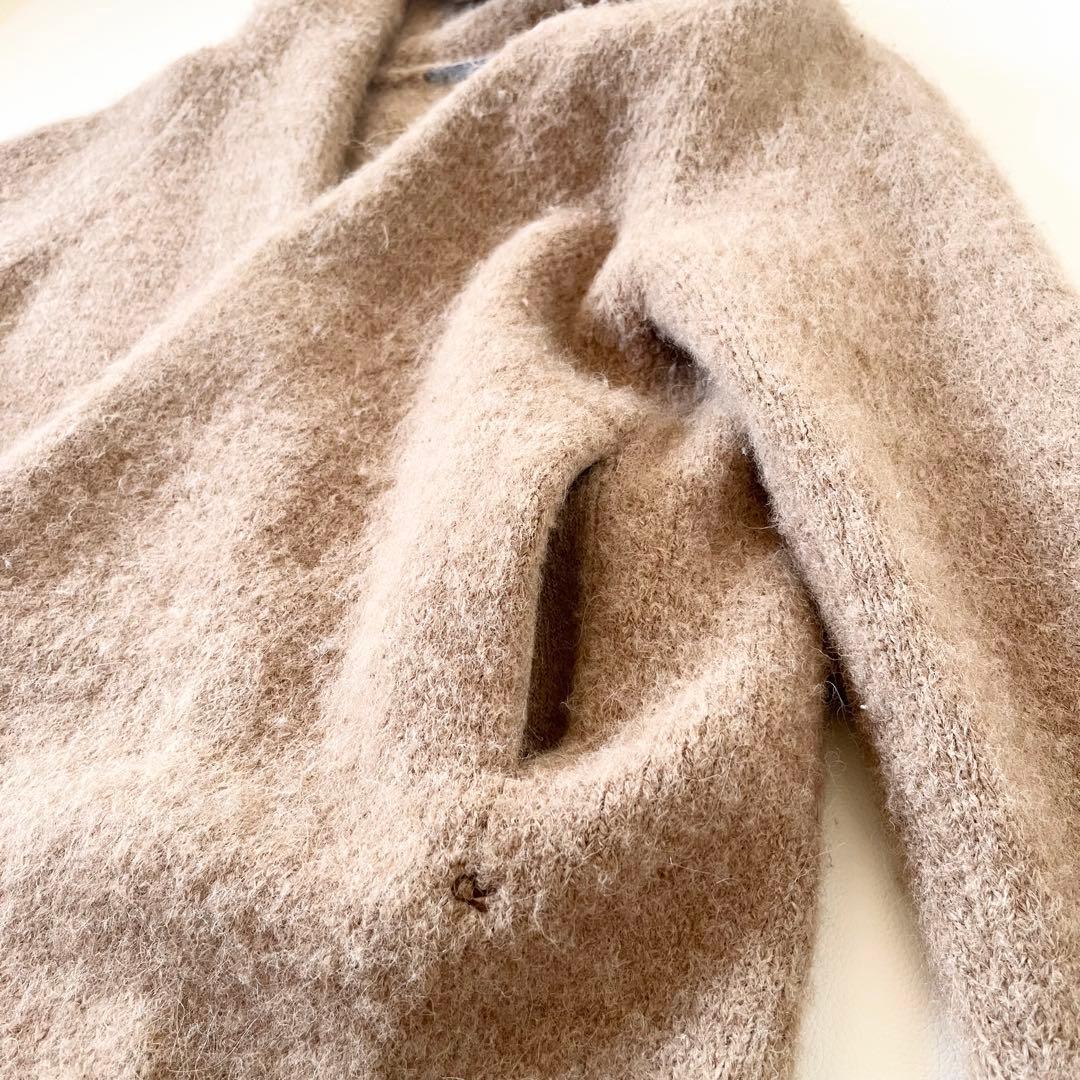 定価75000円✨45R　アルパカ縮繊フードコート　ロング丈　R刺繍フリー