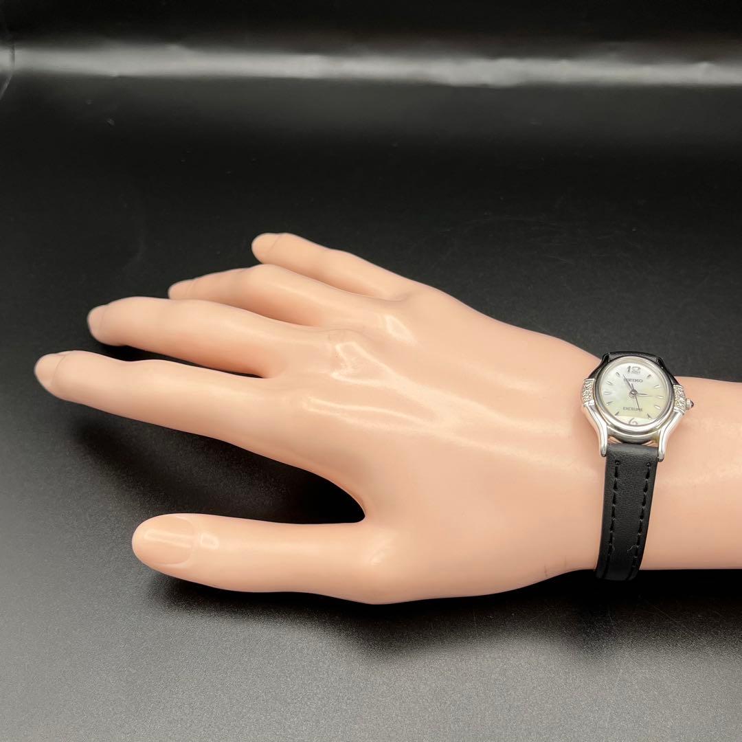 稼動　腕時計　SEIKO セイコー　エクセリーヌ　6Pダイヤ　新品ベルト　J80