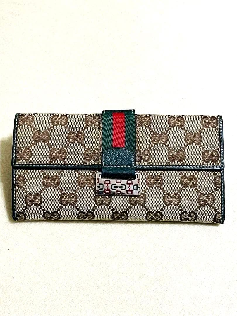 GUCCI GGキャンバス 長財布　シェリー