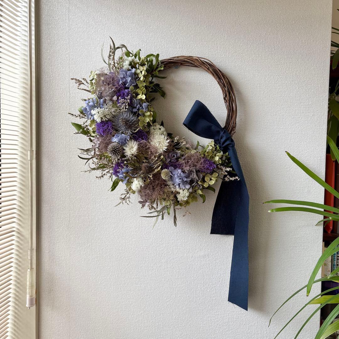 のり＊Natural＊イエロー&パープルリース ２個☆ドライフラワーリース