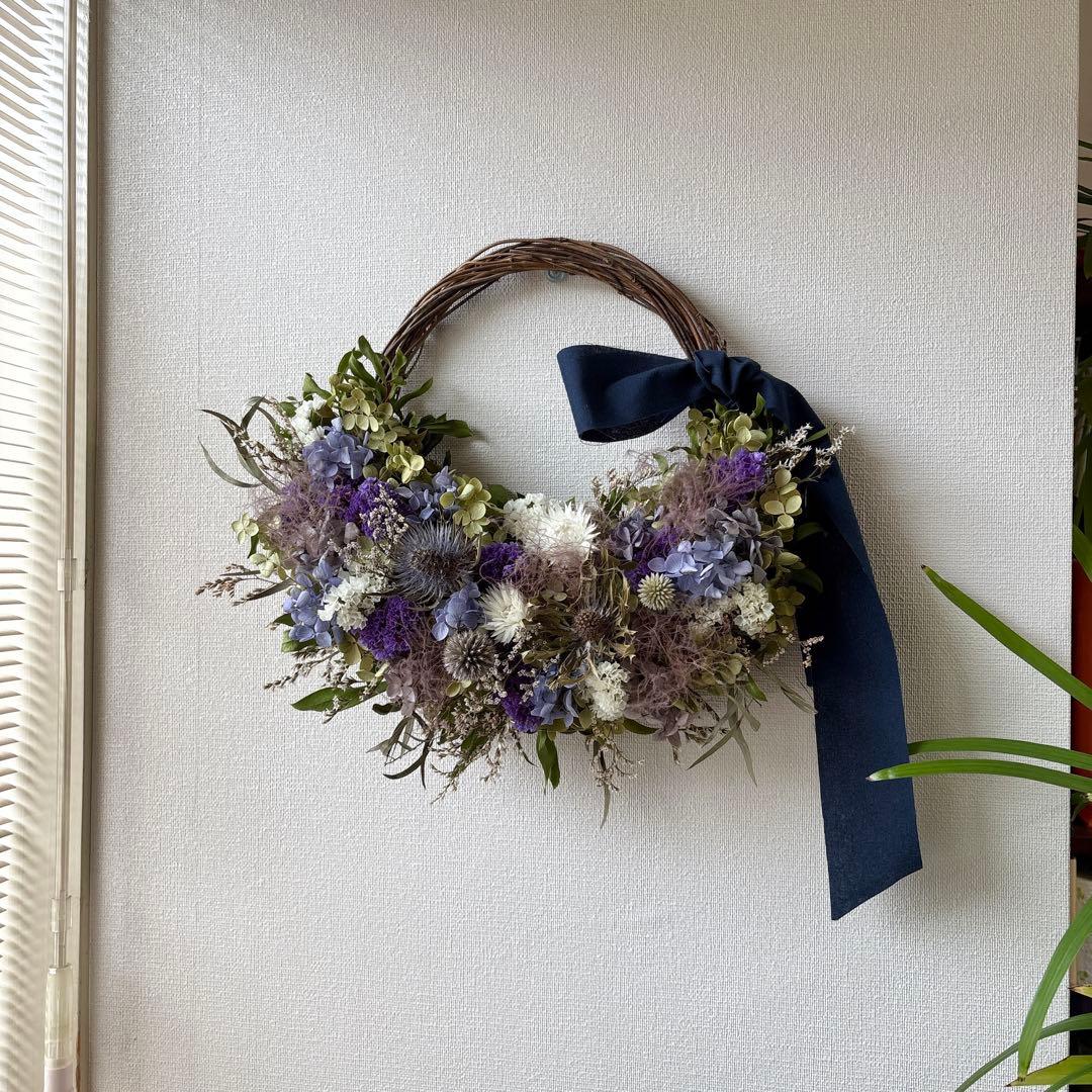 のり＊Natural＊イエロー&パープルリース ２個☆ドライフラワーリース