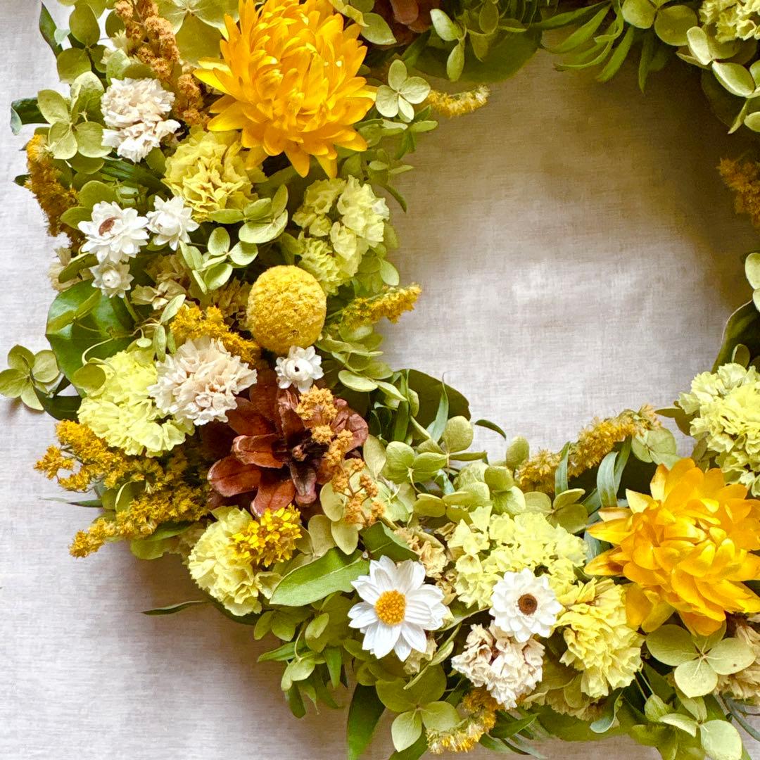 のり＊Natural＊イエロー&パープルリース ２個☆ドライフラワーリース