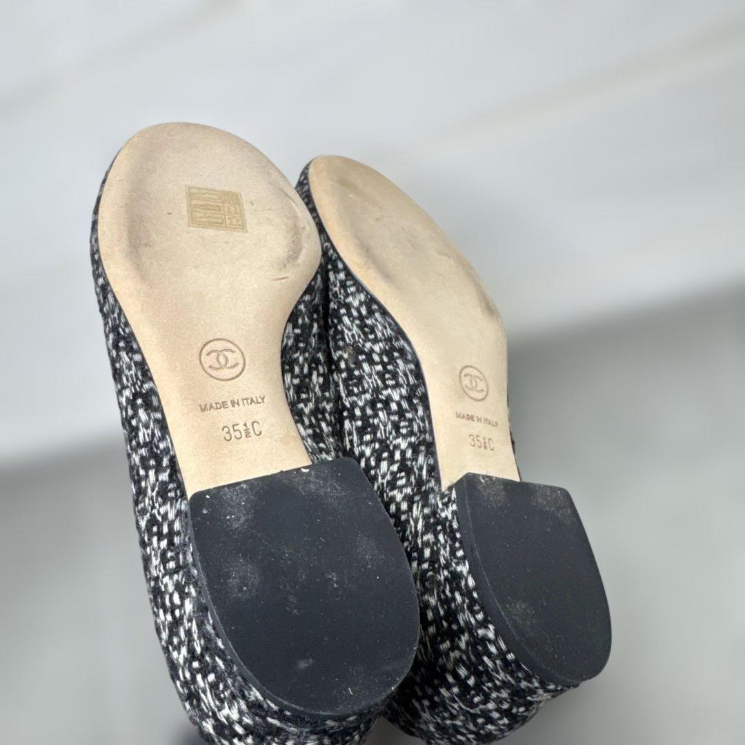 CHANEL シャネル　カメリア　パンプス　ツイード　ココマーク