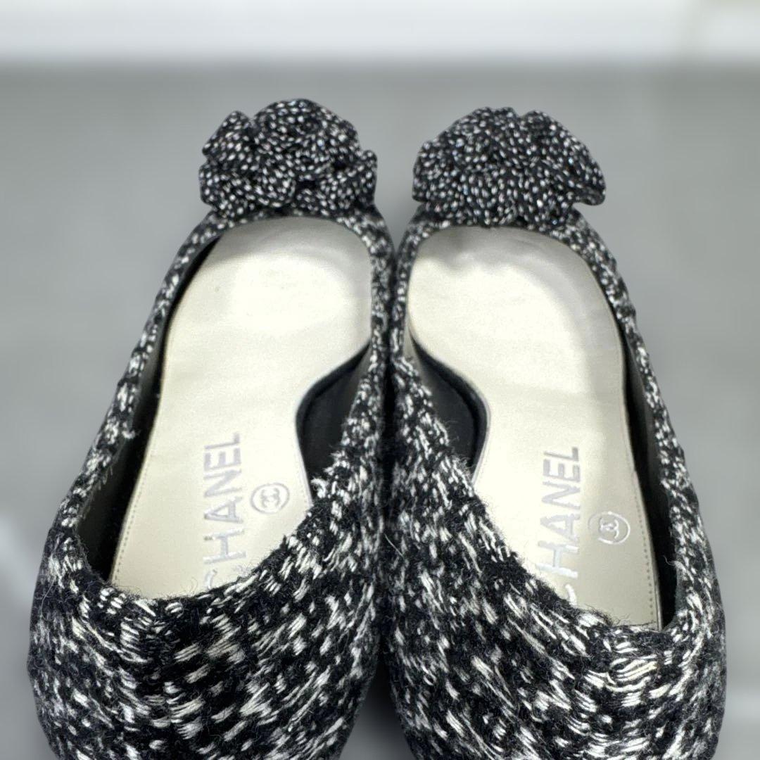 CHANEL シャネル　カメリア　パンプス　ツイード　ココマーク