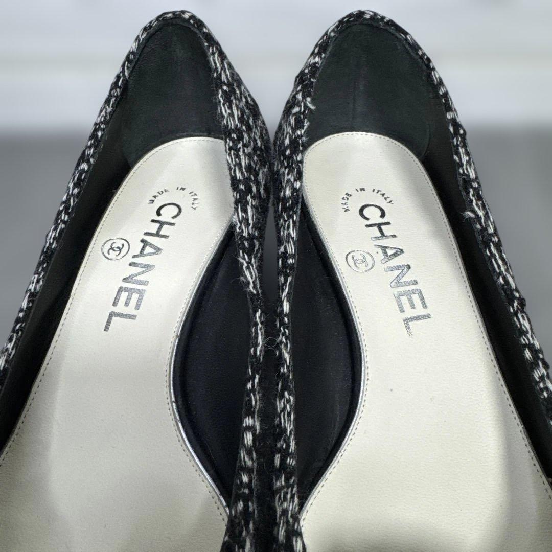 CHANEL シャネル　カメリア　パンプス　ツイード　ココマーク