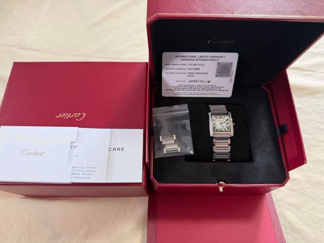 カルティエ タンクフランセーズMM ダイヤベゼル W4TA0009