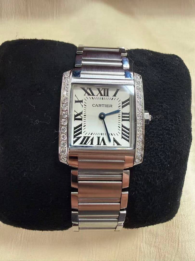 カルティエ タンクフランセーズMM ダイヤベゼル W4TA0009