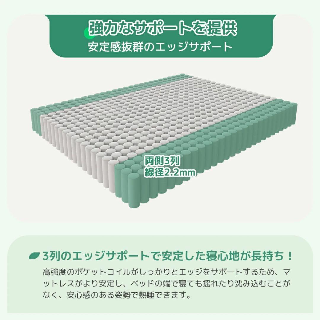 高密度ポケットコイル マットレス クイーン 厚さ18cm 通気性抜群 硬め
