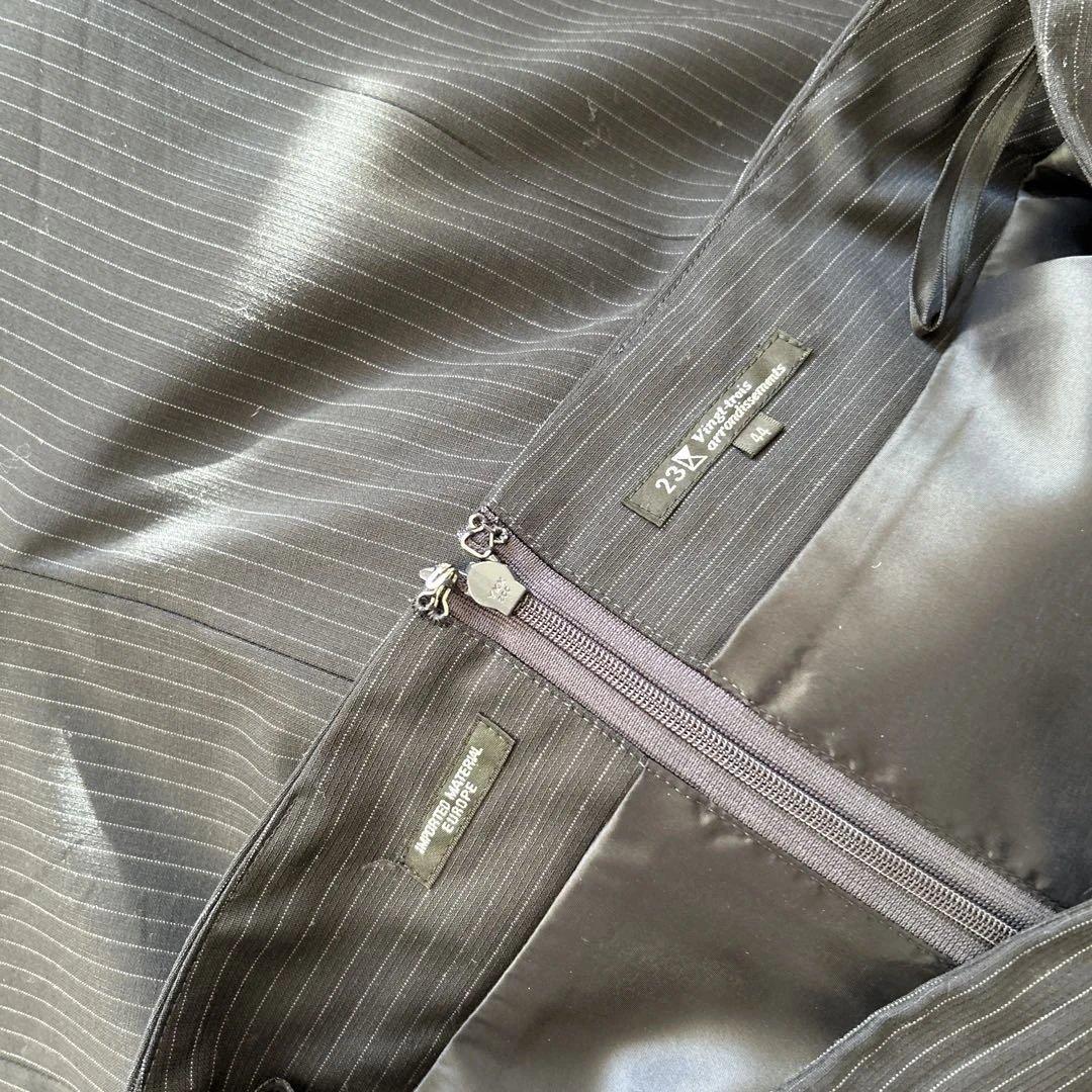 大きいサイズ　美品　23区　ネイビー　濃紺　ピンスストライプ　スーツ　44