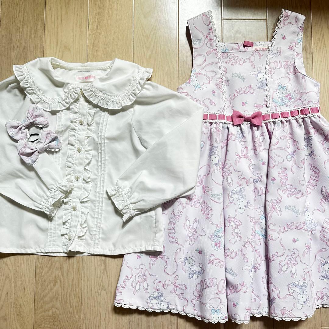 mezzopiano 35周年　うさぎバレエ柄ワンピース