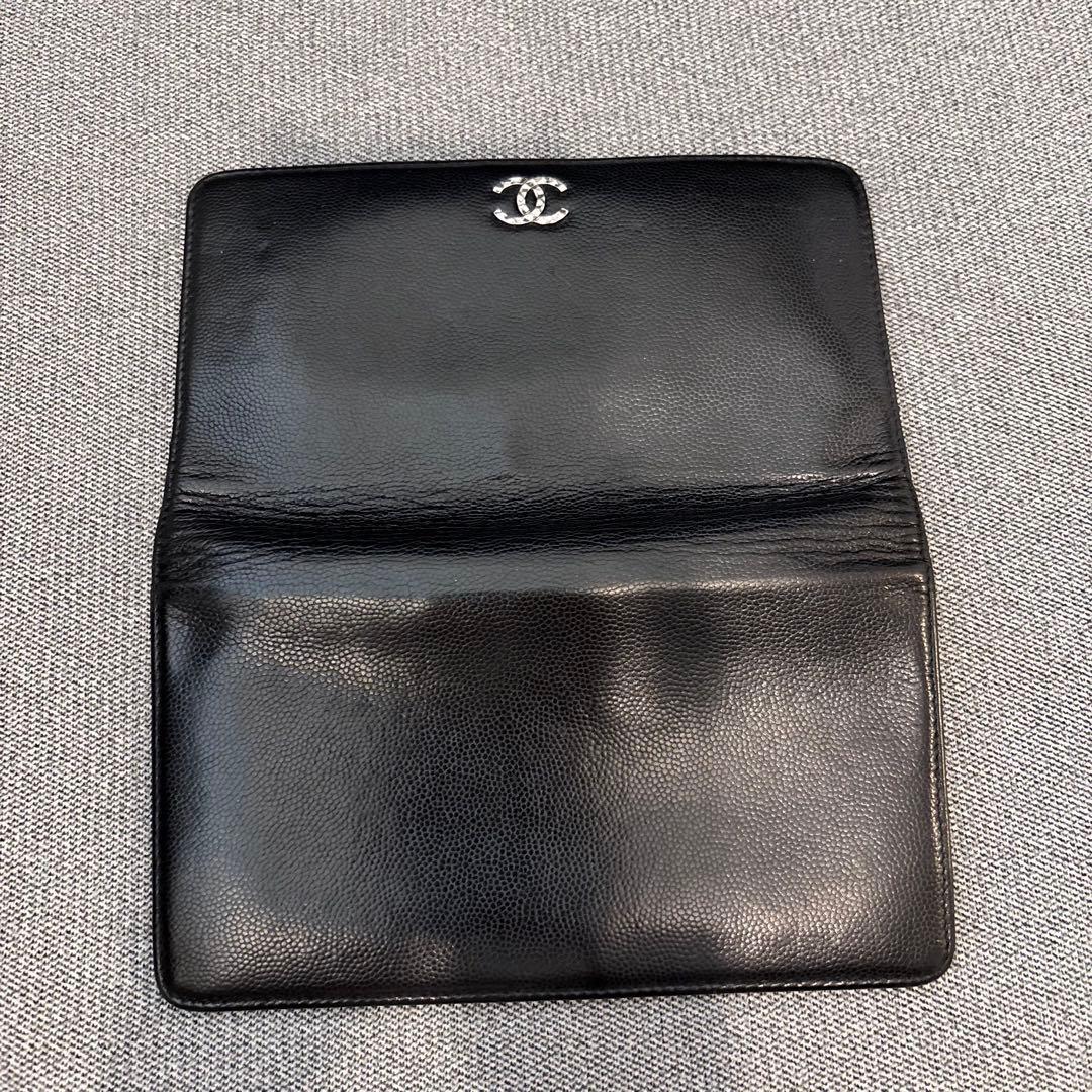CHANEL 美品　長財布　ブラック　キャビアスキン　ココマーク　シルバー金具