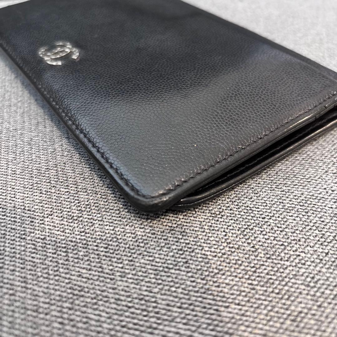CHANEL 美品　長財布　ブラック　キャビアスキン　ココマーク　シルバー金具