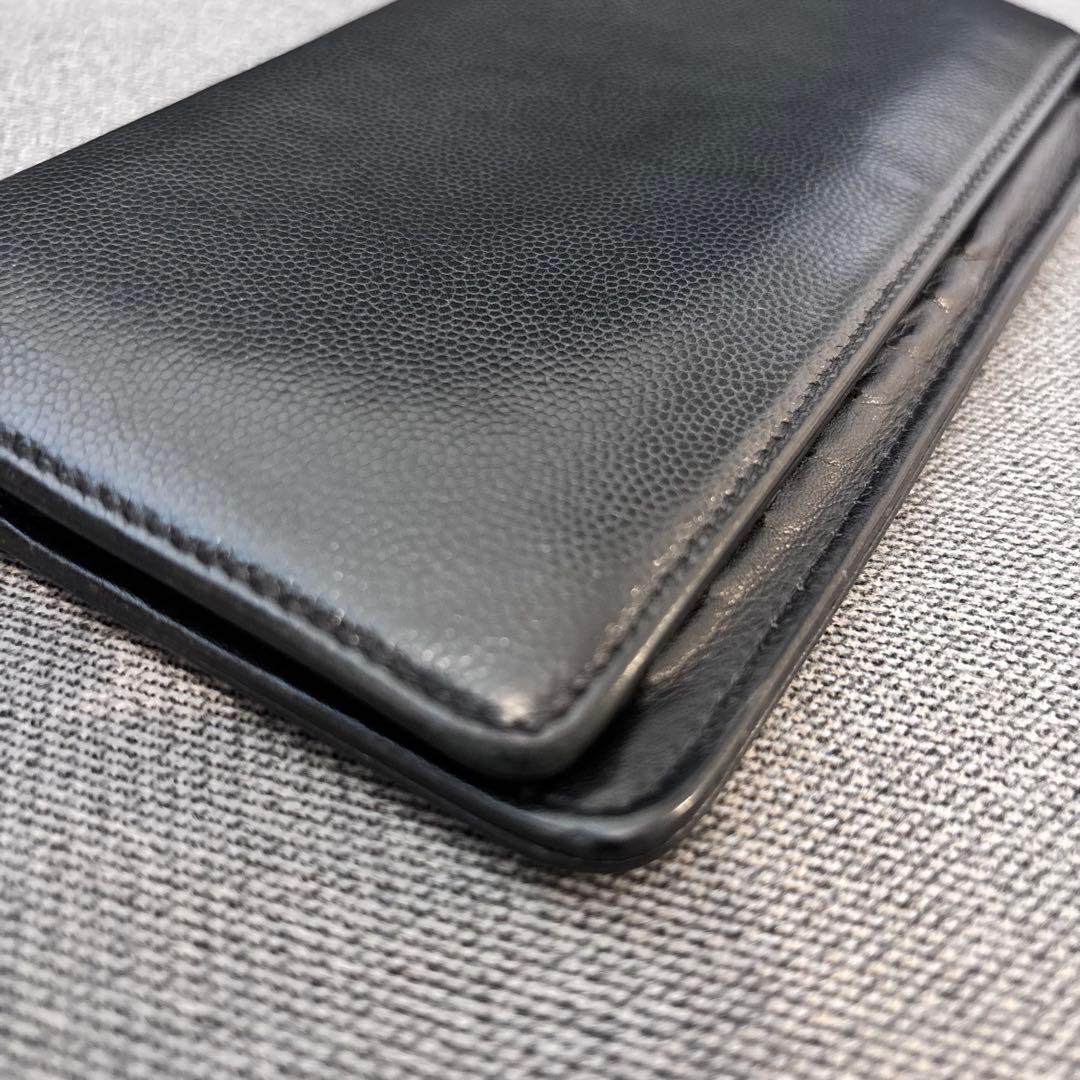 CHANEL 美品　長財布　ブラック　キャビアスキン　ココマーク　シルバー金具