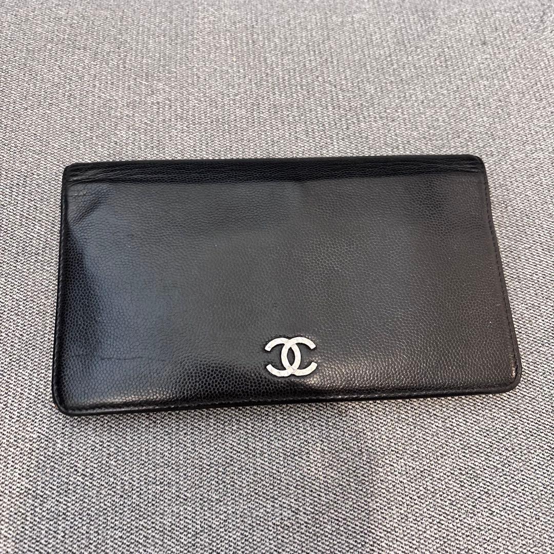 CHANEL 美品　長財布　ブラック　キャビアスキン　ココマーク　シルバー金具