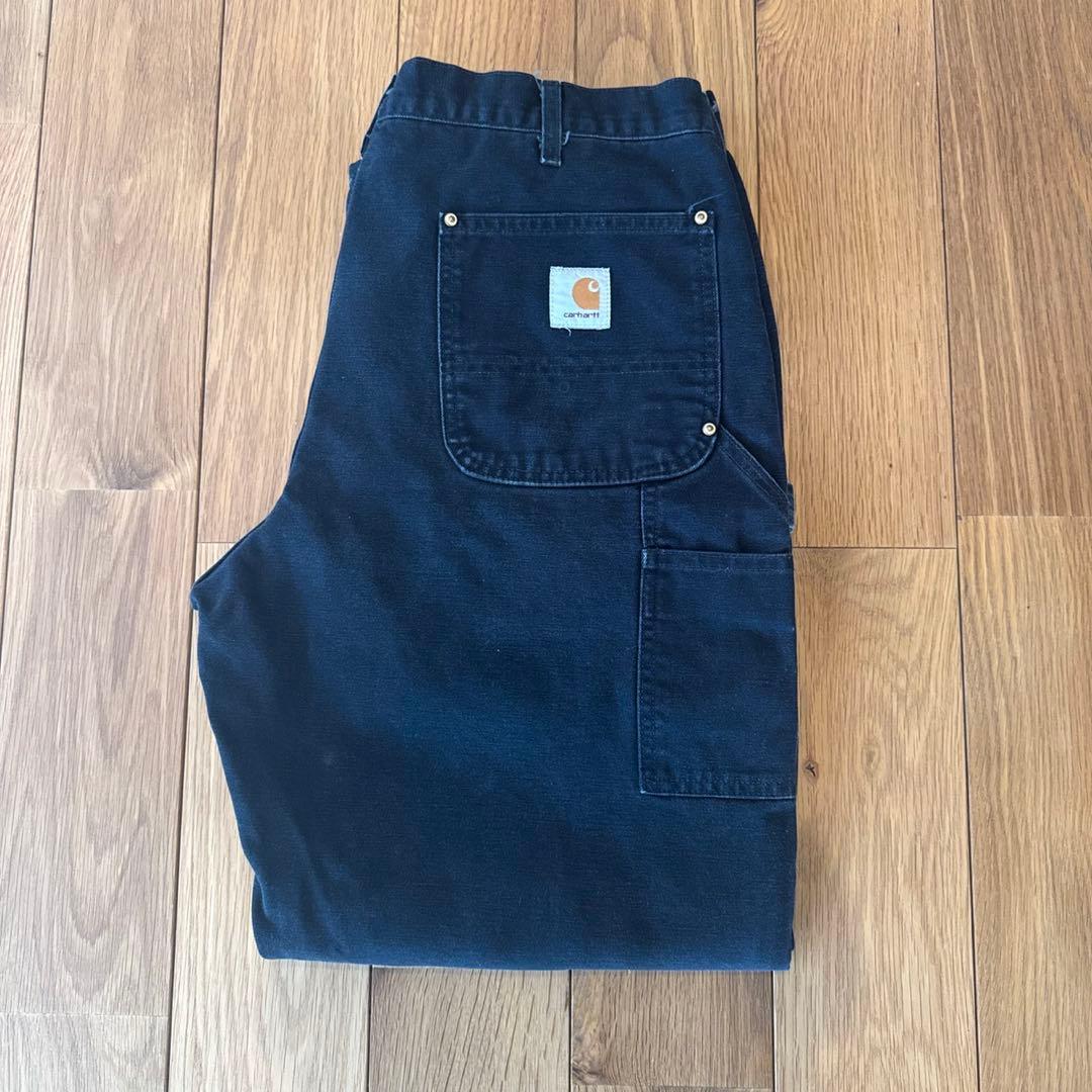 W38L30 CARHARTT ダブルニー ダックペインターパンツ ブラック