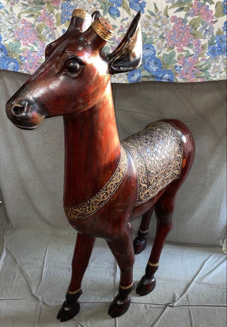 FRGMNT、特大　木製　トナカイ　鹿 シカ　置物　オブジェ　金装飾？