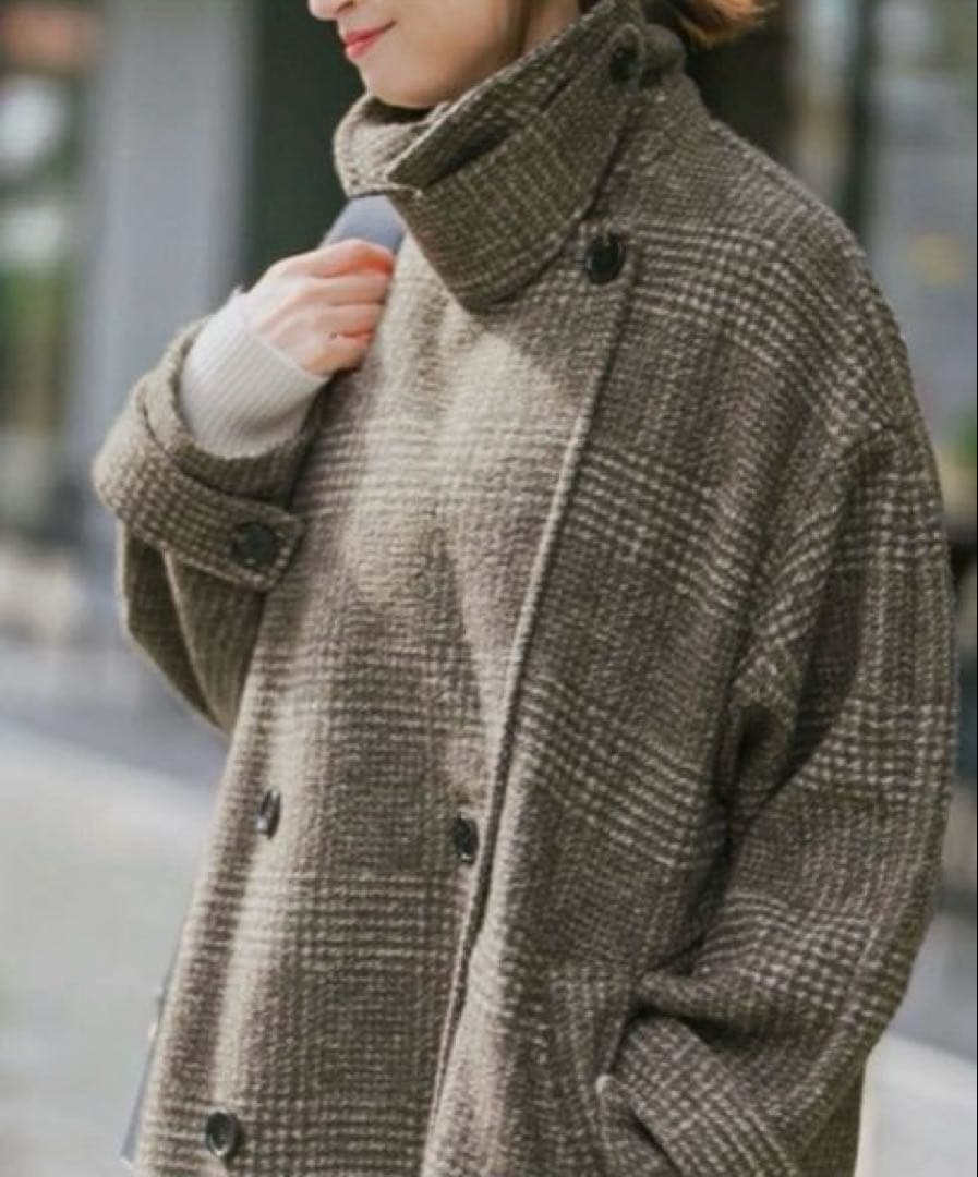 スピックアンドスパン　ミドル丈　チェックコート