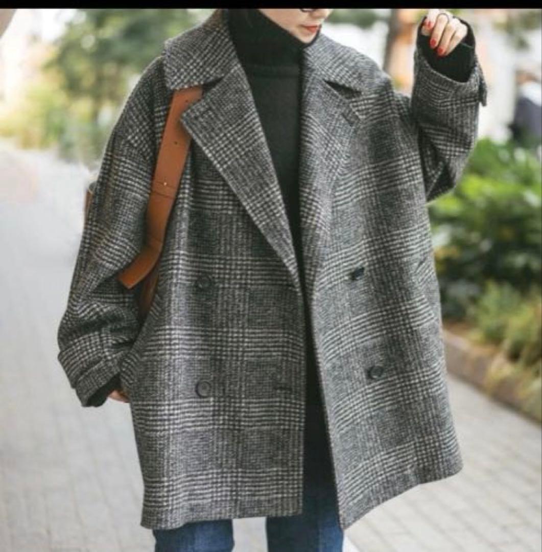 スピックアンドスパン　ミドル丈　チェックコート