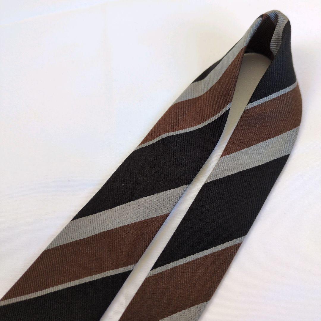 【美品】ホリデーアンドブラウン ネクタイ ブラック ブラウン パネルストライプ