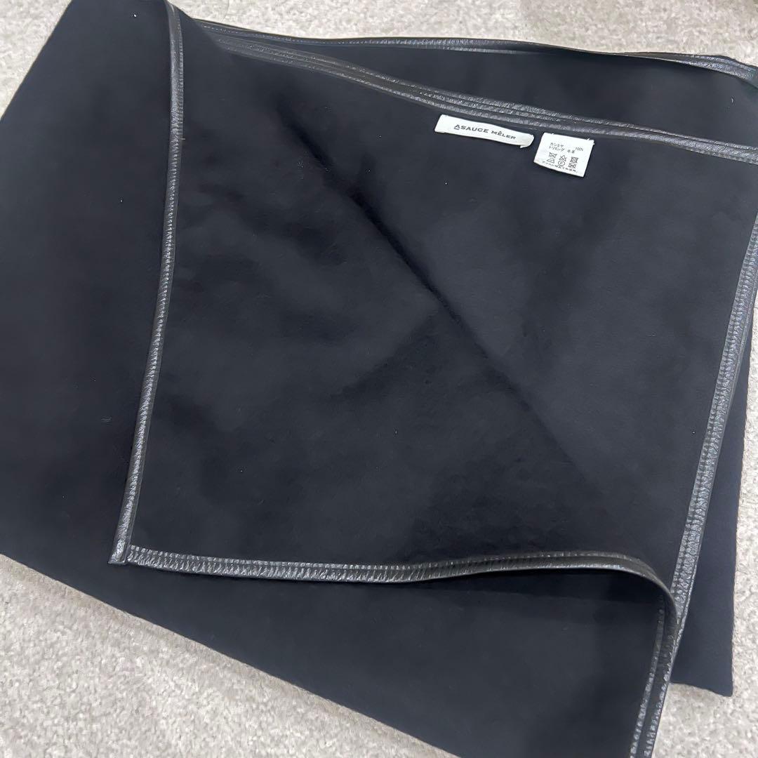 ASAUCE MELER レザートリミング ストール 大判 アソースメレ 黒系