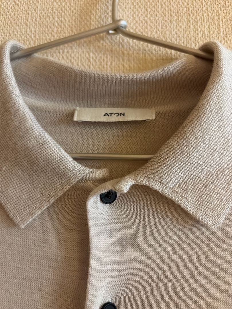 【ATON】RAMIE WOOL ポロニットカーディガン