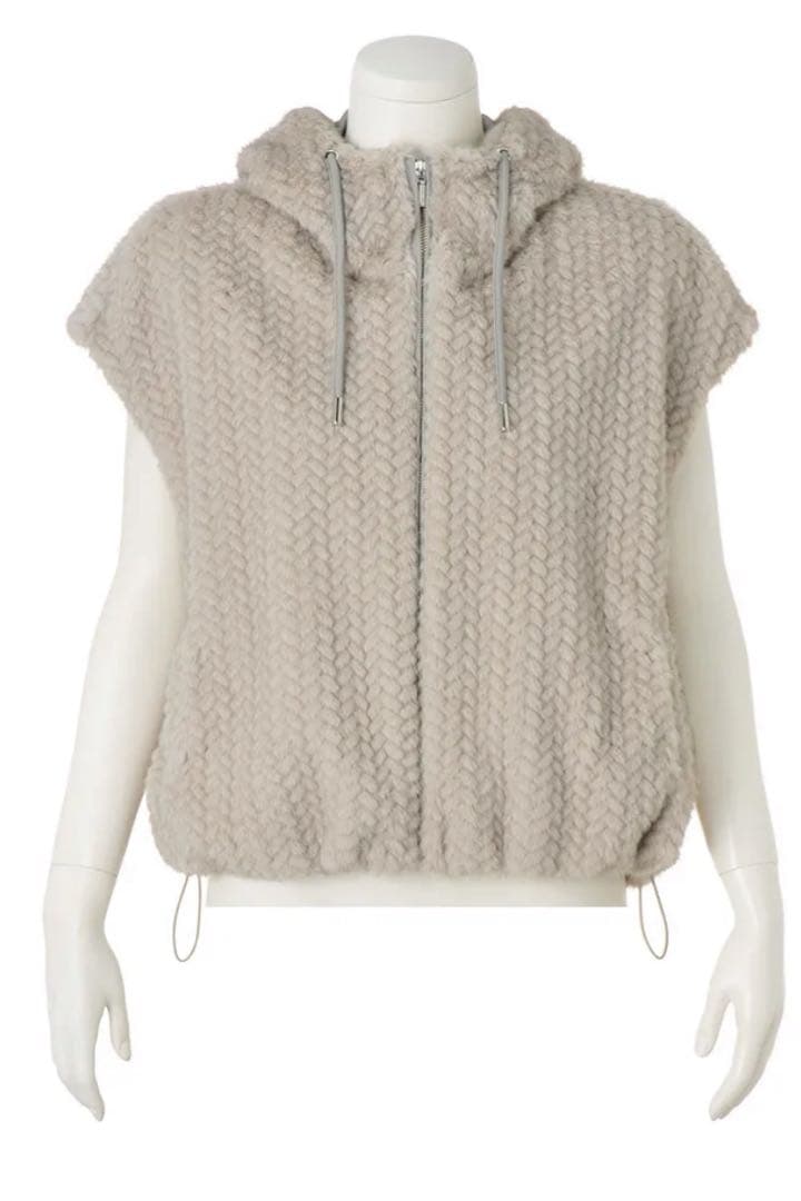 ダーマコレクション フェイクミンクファー フーデッドジレ サイズ1 未使用品