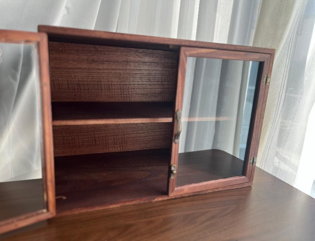 アンティーク調　木製キャビネット　カウンター　収納ボックス　古道具 ガラスケース