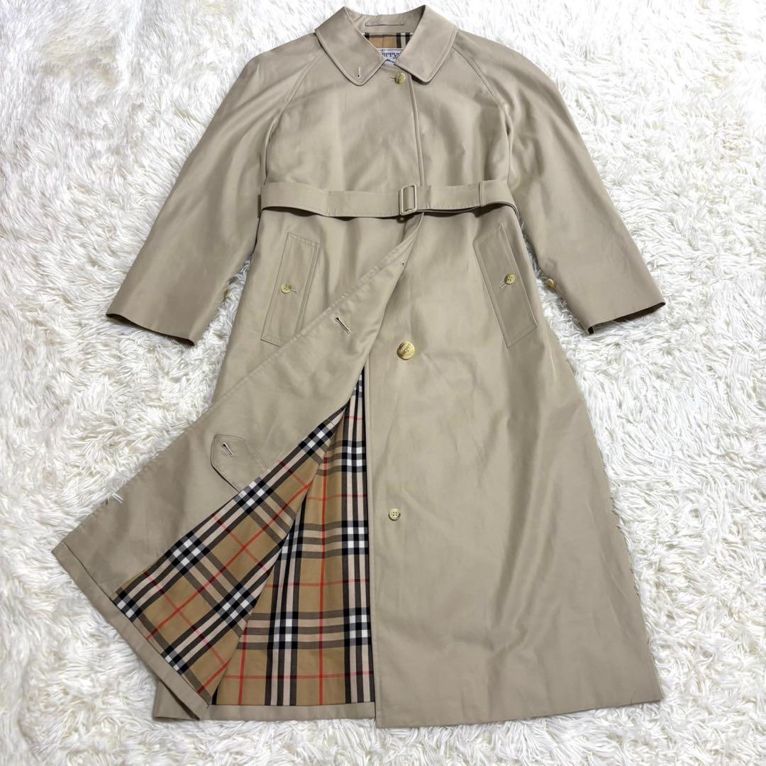 【極美品】バーバリー ステンカラーコート ベージュ ノバチェック マキシ丈