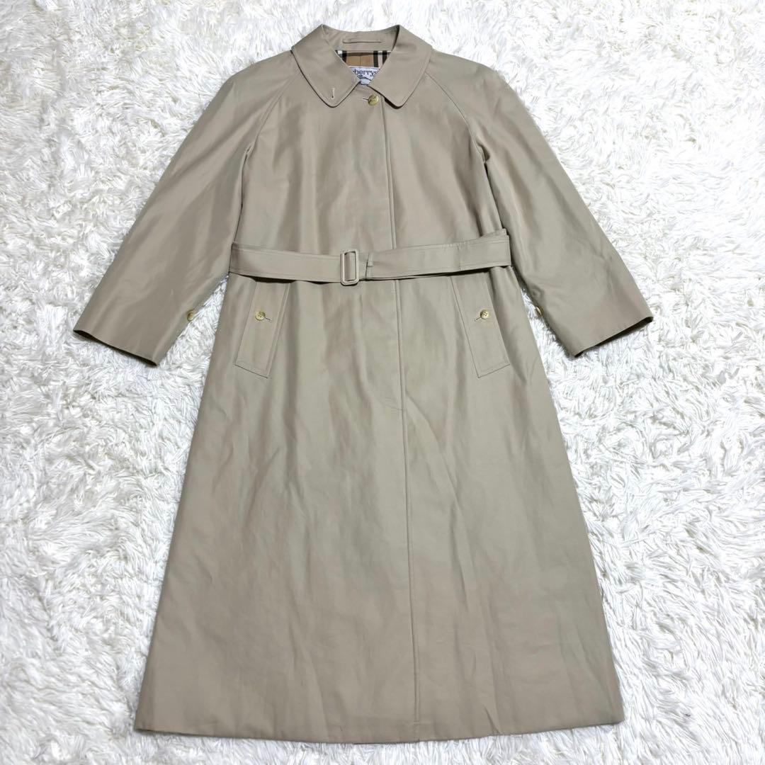 【極美品】バーバリー ステンカラーコート ベージュ ノバチェック マキシ丈