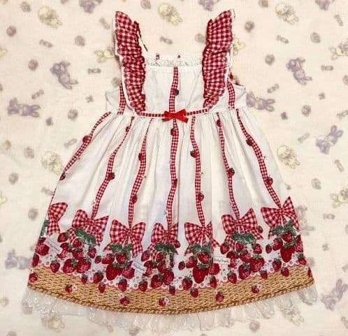 101【110センチ】シャーリーテンプル　いちごバスケット　ジャンパースカート