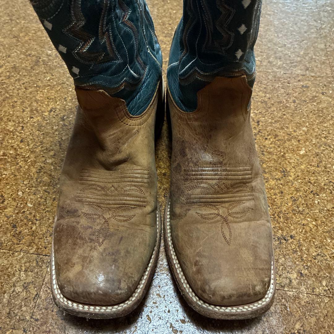 ウエスタンブーツ ブラウン レザー刺繍　メキシコ製