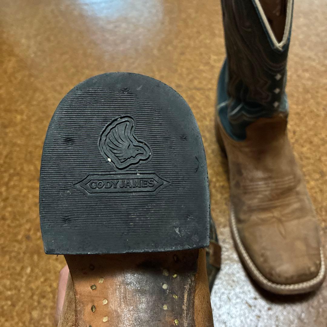 ウエスタンブーツ ブラウン レザー刺繍　メキシコ製