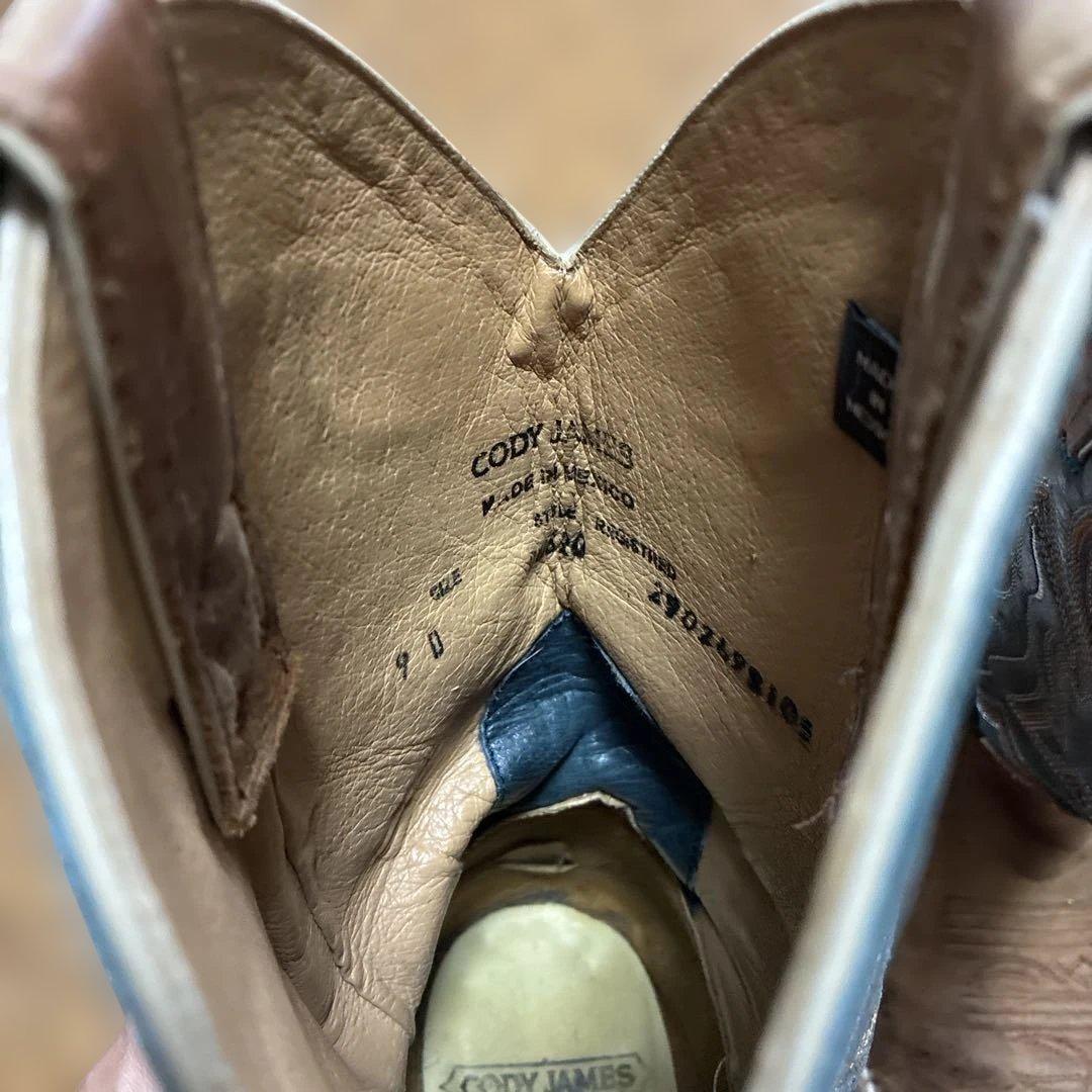 ウエスタンブーツ ブラウン レザー刺繍　メキシコ製