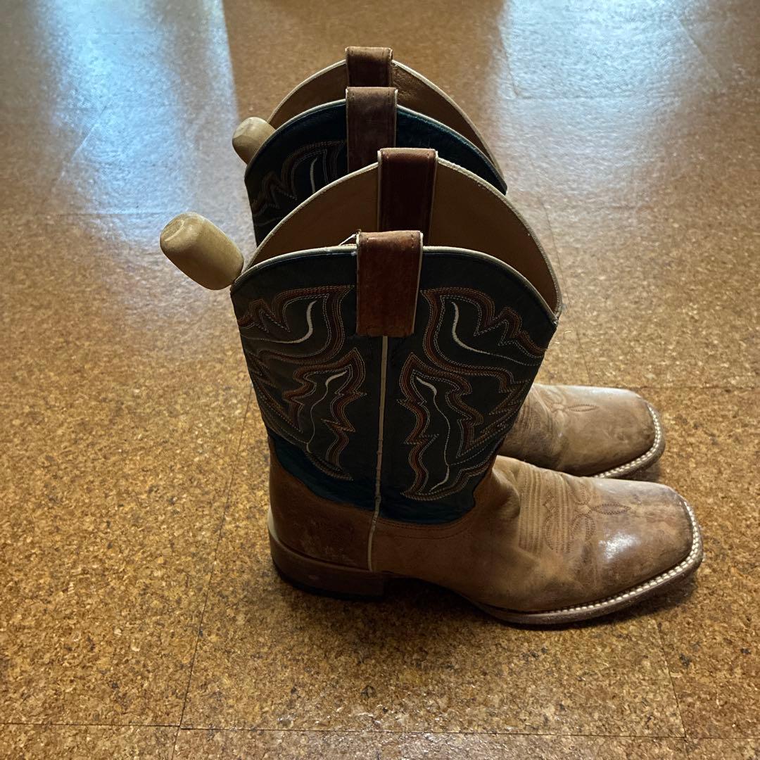 ウエスタンブーツ ブラウン レザー刺繍　メキシコ製