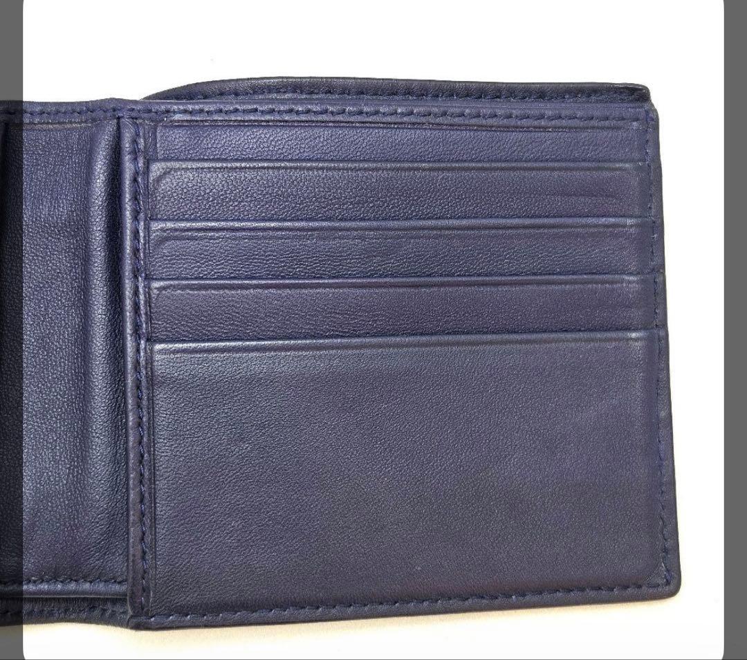 r*r様 美品　ボッテガヴェネタ イントレチャート　二つ折り財布 ネイビー 折り