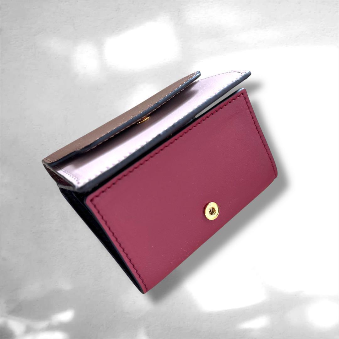 新品未使用★MARNI 三つ折り財布 ブラウン ピンク レッド マルニ　財布