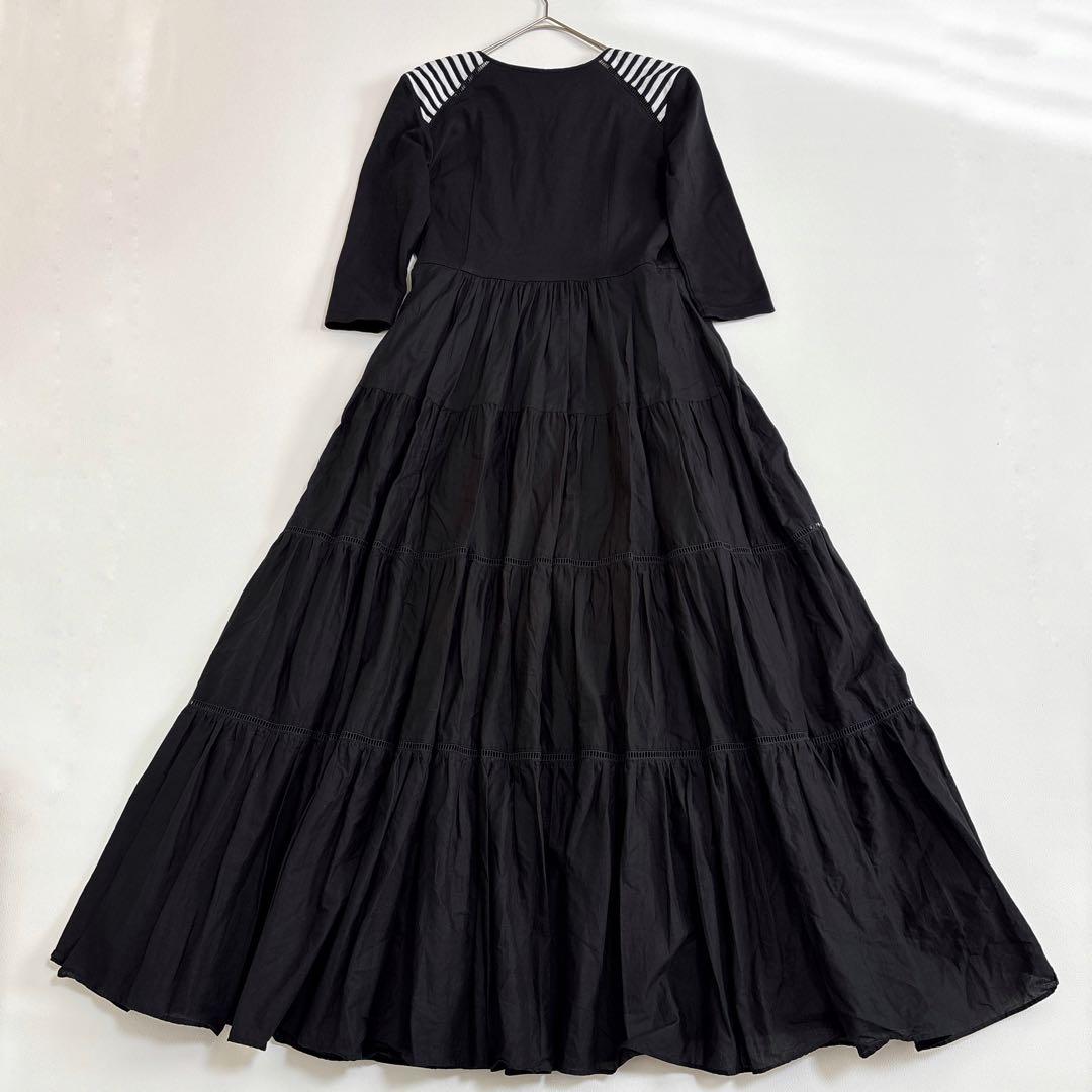 【美品✨】ボーダーズアットバルコニー バレリーナマキシドレスワンピース ブラック