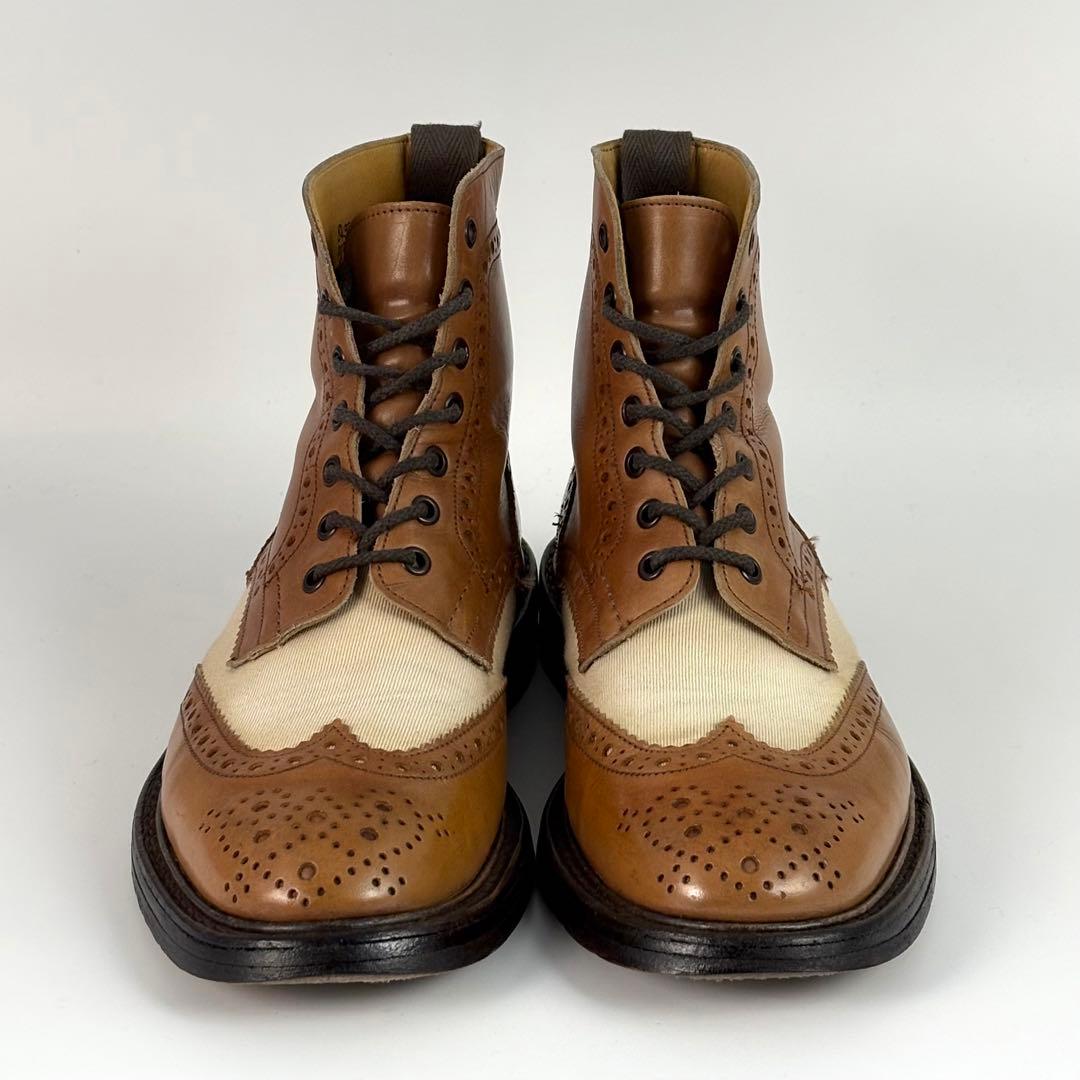 トリッカーズ 2508 カントリーブーツ ウイングチップ 革靴 ブラウン UK8