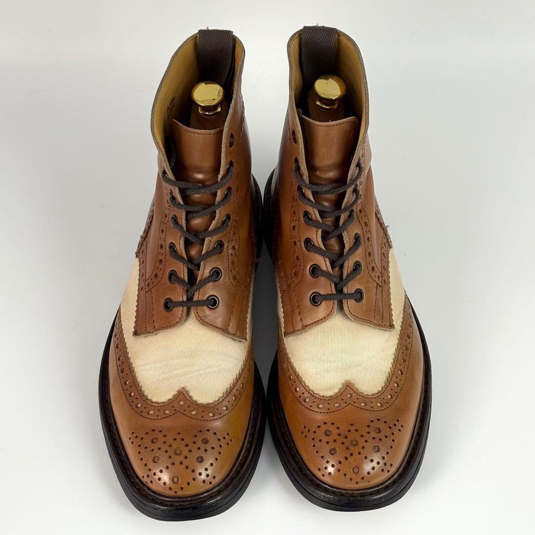 トリッカーズ 2508 カントリーブーツ ウイングチップ 革靴 ブラウン UK8