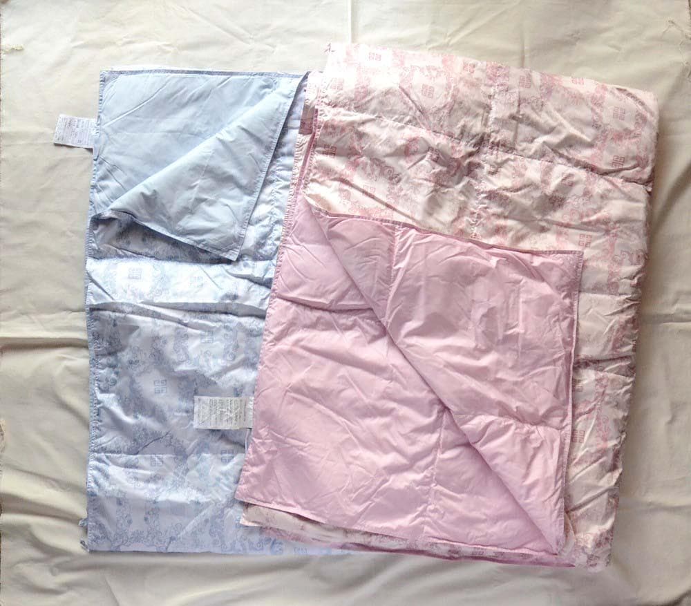 ジバンシー 羽毛肌掛け布団 2枚組 シングルピンク・ブルー 150×210cm