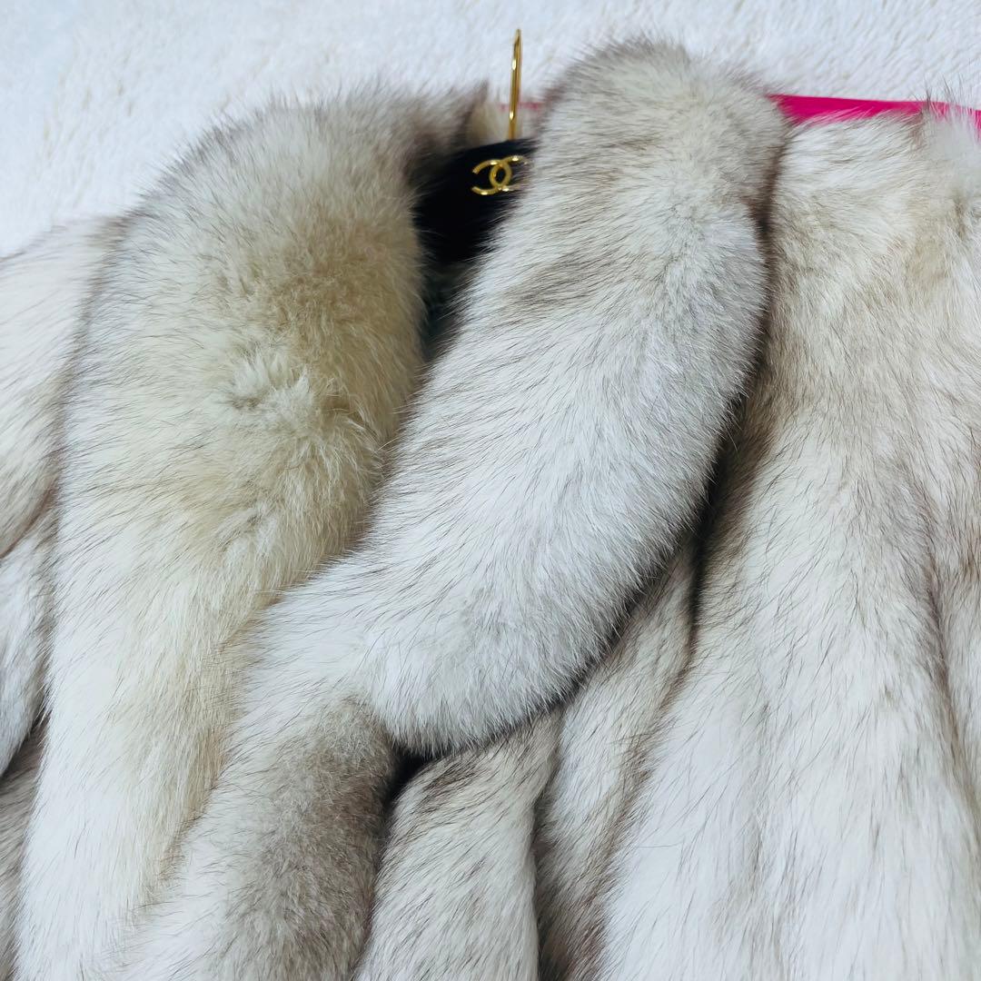 極美品☆銀タグサガフォックス毛皮大きいサイズ女優襟