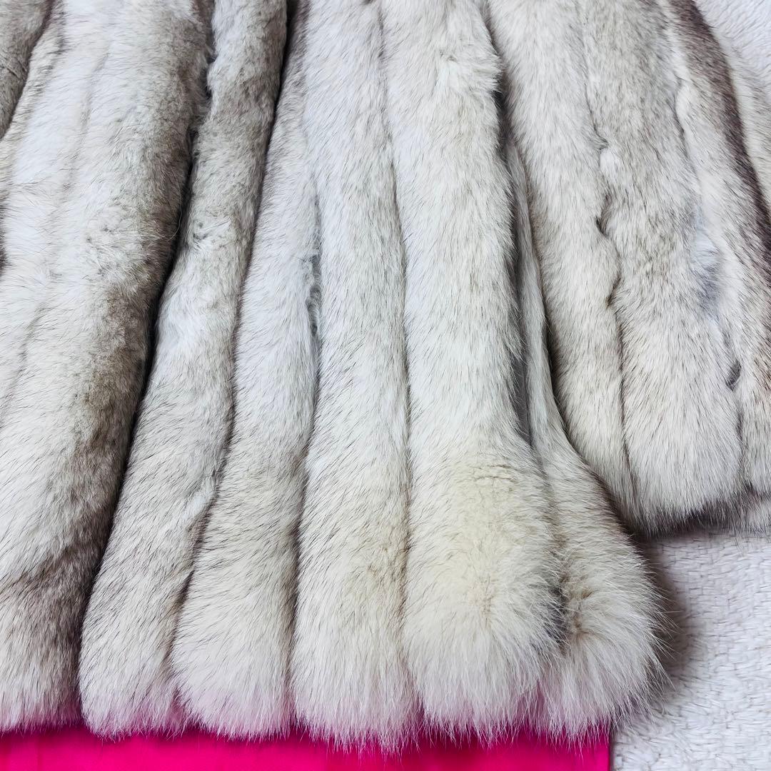 極美品☆銀タグサガフォックス毛皮大きいサイズ女優襟
