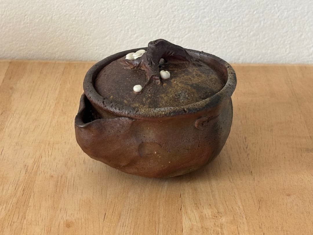 69.備前焼 宝瓶 登り窯 白梅 はくばい 梅 手びねり 急須