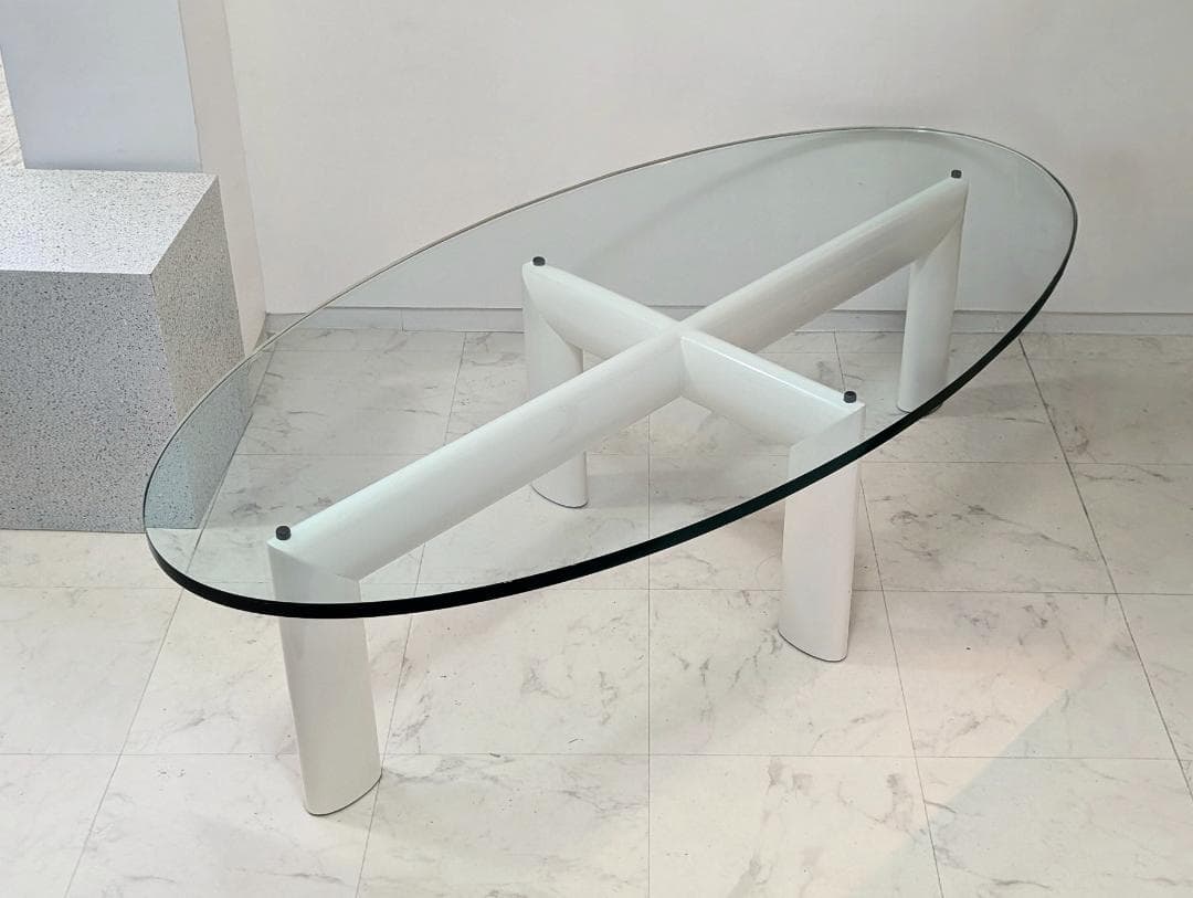 HUKLA アイアン ガラス テーブル ミッドセンチュリー モダン バウハウス